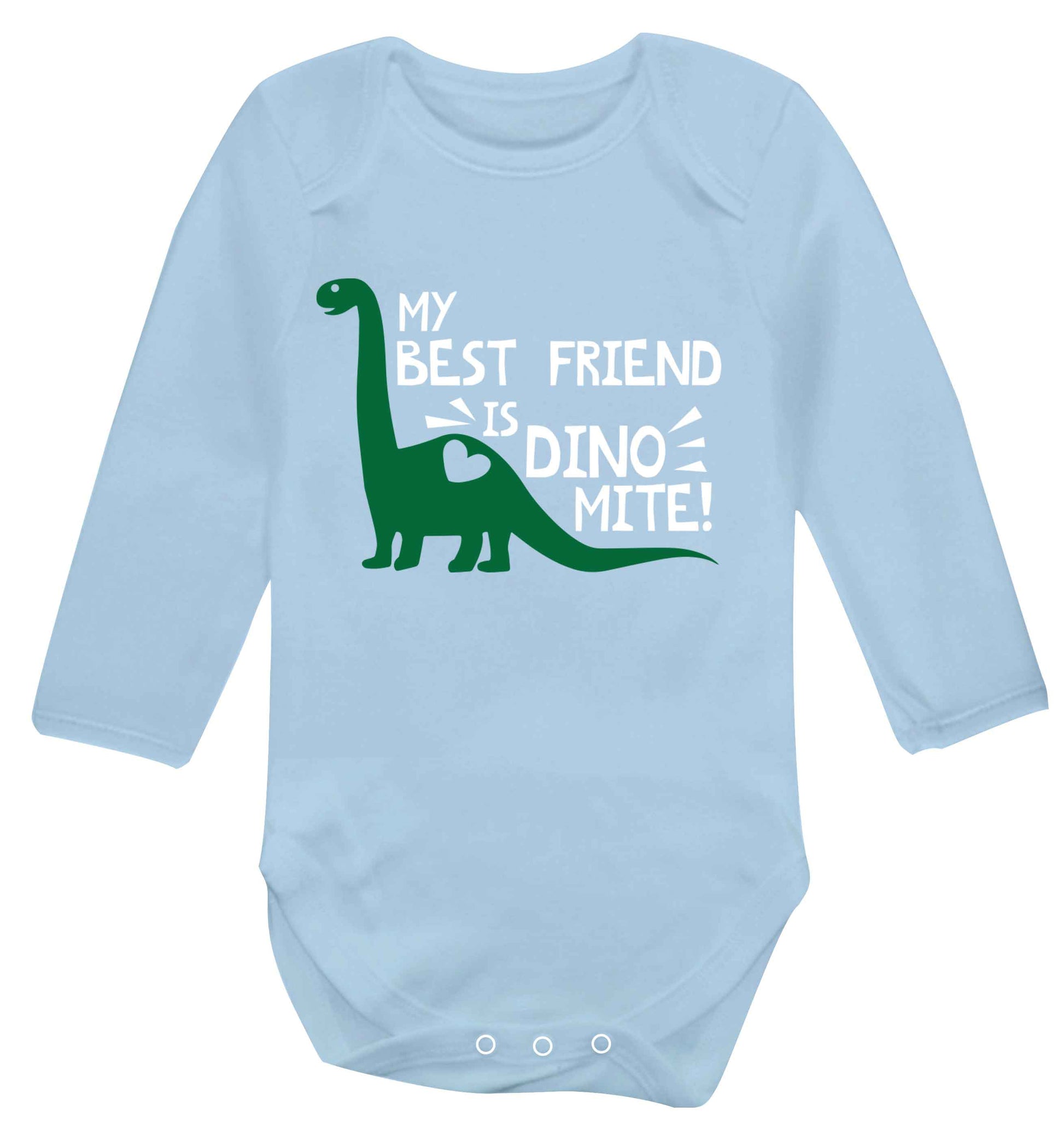 My cousin is dinomite! Baby Vest long sleeved pale blue 6-12 months