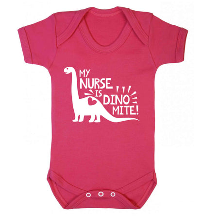 My nurse is dinomite! Baby Vest dark pink 18-24 months