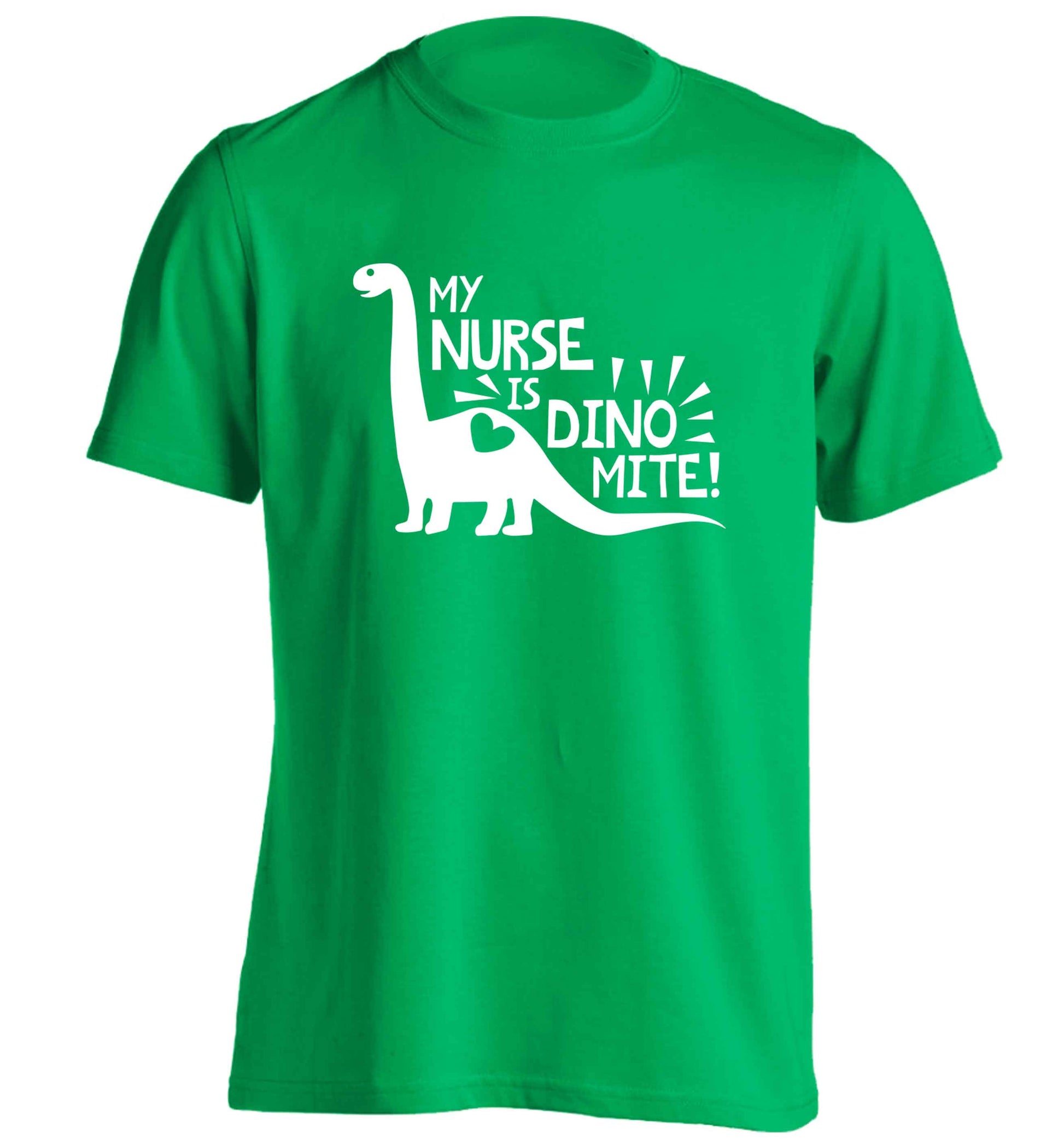 My nurse is dinomite! adults unisex green Tshirt 2XL