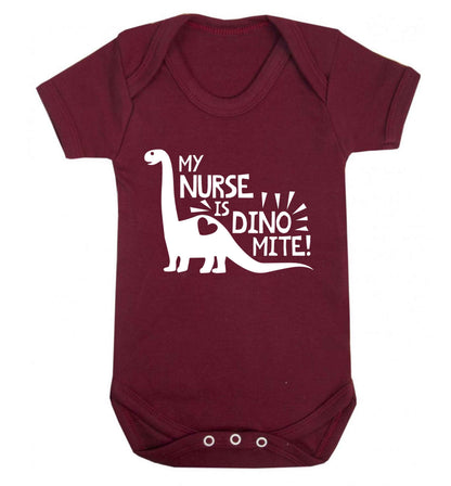 My nurse is dinomite! Baby Vest maroon 18-24 months