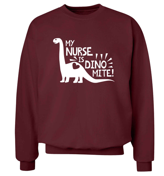 My nurse is dinomite! Adult's unisex maroon Sweater 2XL