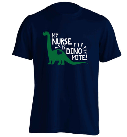 My nurse is dinomite! adults unisex navy Tshirt 2XL