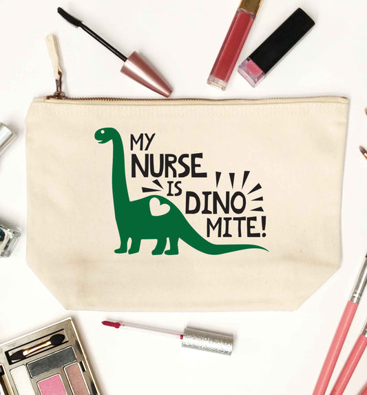 My nurse is dinomite! natural makeup bag