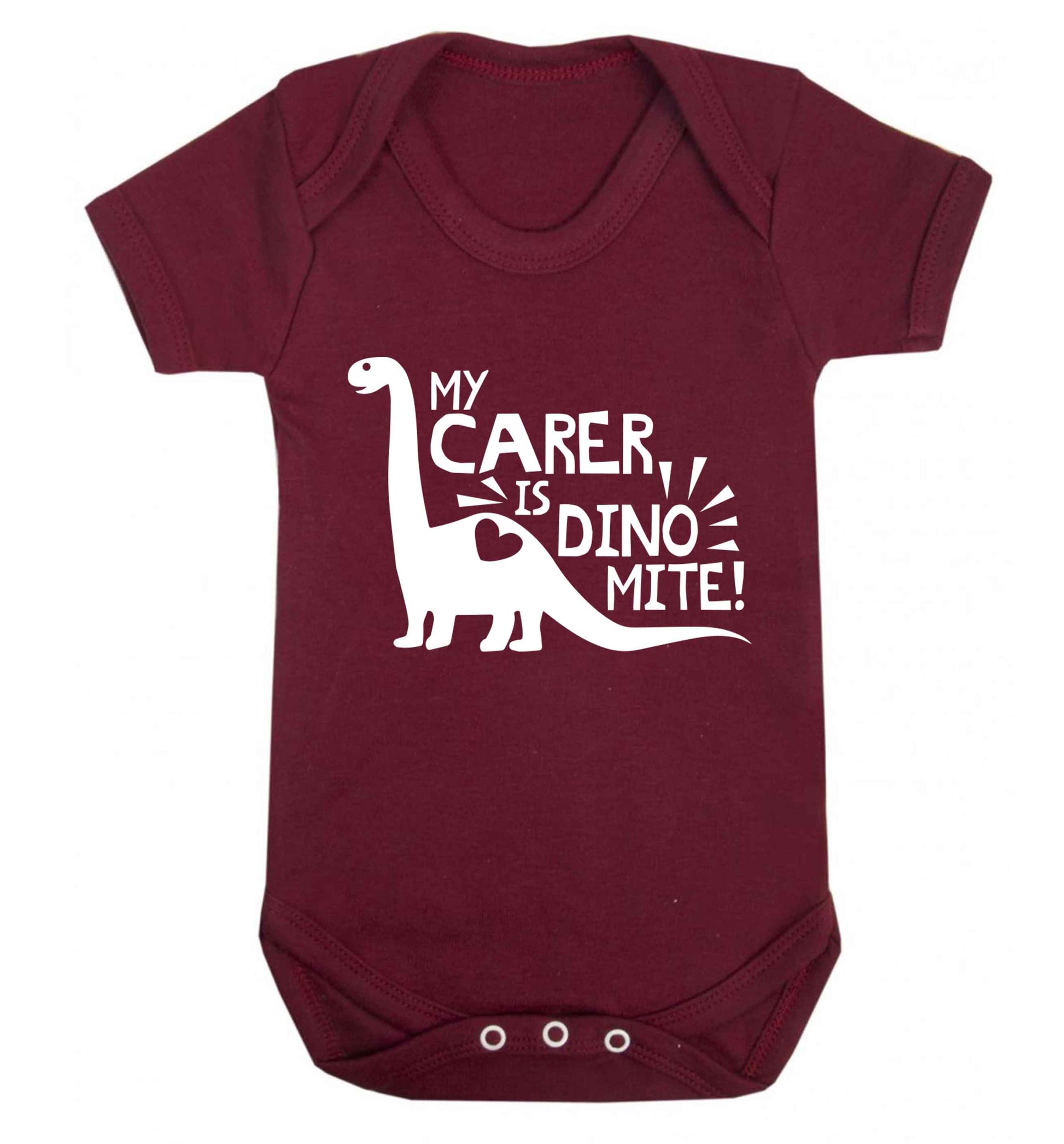 My carer is dinomite! Baby Vest maroon 18-24 months