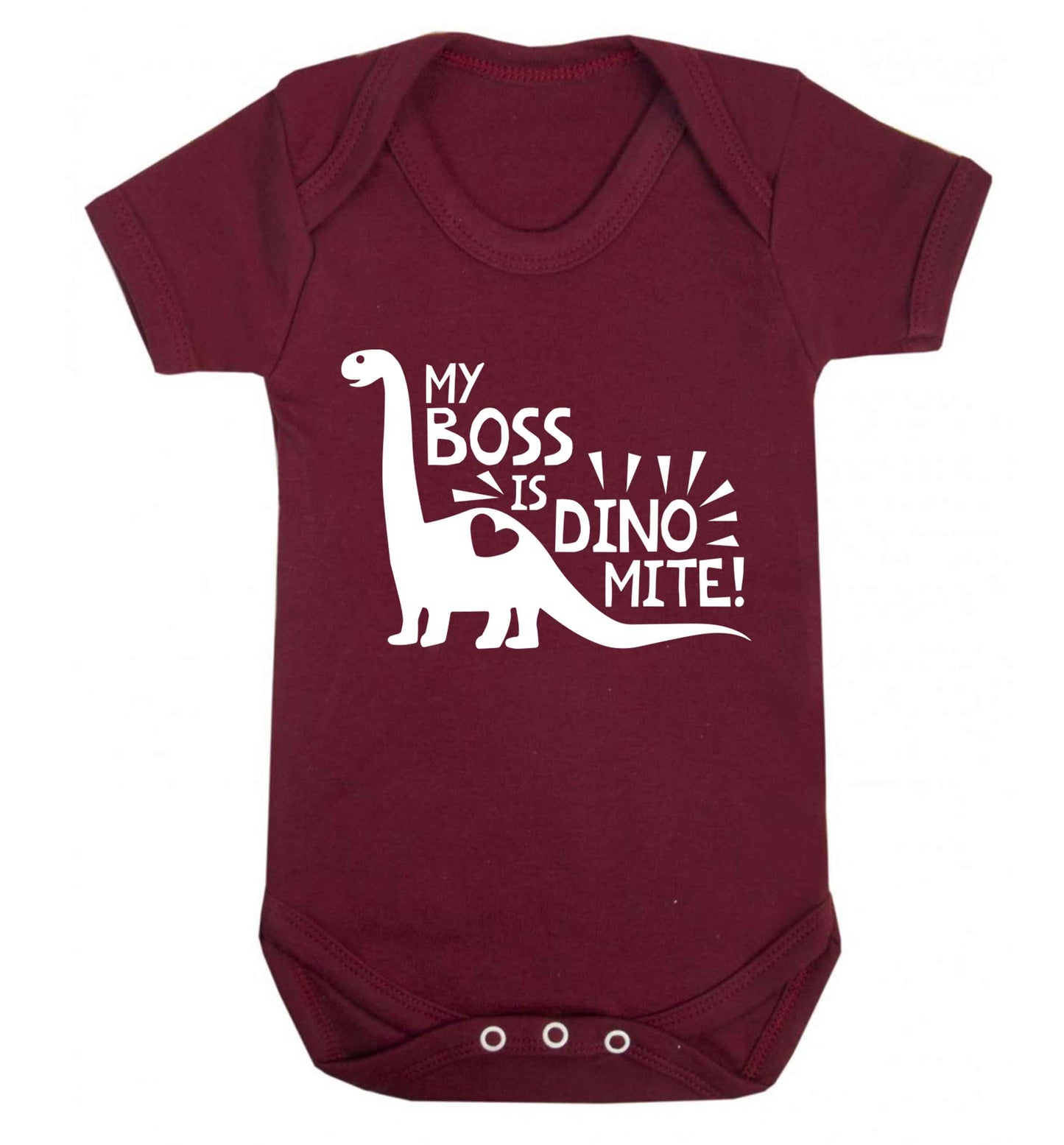My boss is dinomite! Baby Vest maroon 18-24 months
