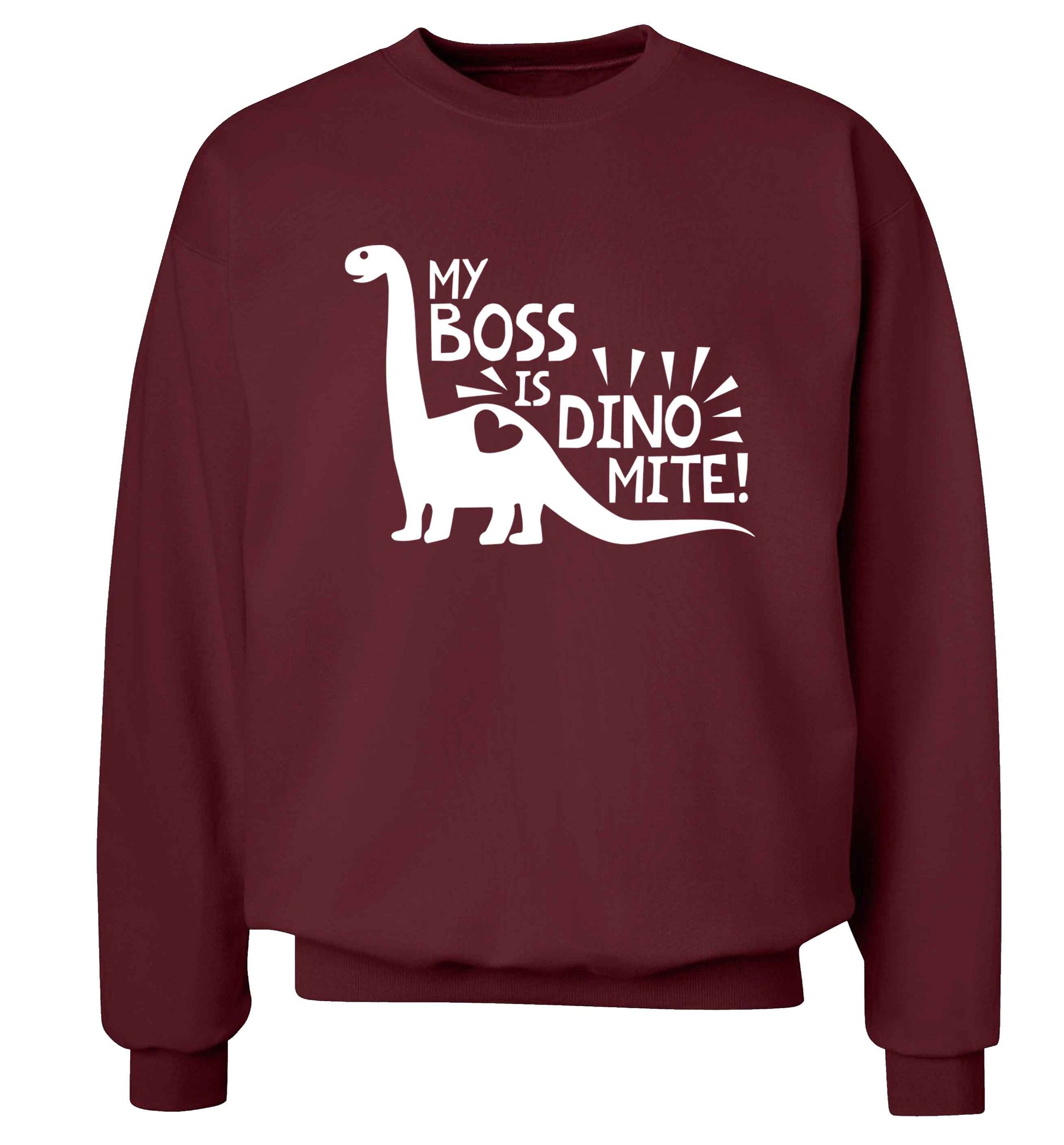 My boss is dinomite! Adult's unisex maroon Sweater 2XL