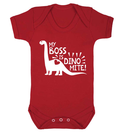 My boss is dinomite! Baby Vest red 18-24 months