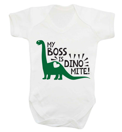 My boss is dinomite! Baby Vest white 18-24 months
