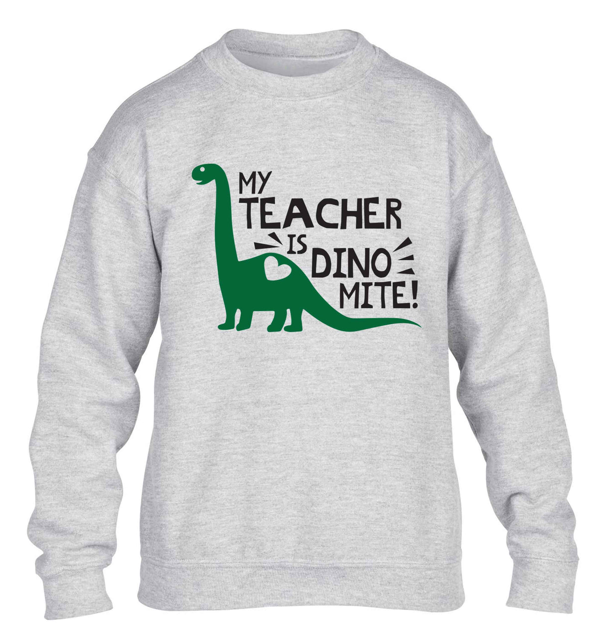 My teacher is dinomite! children's grey sweater 12-13 Years