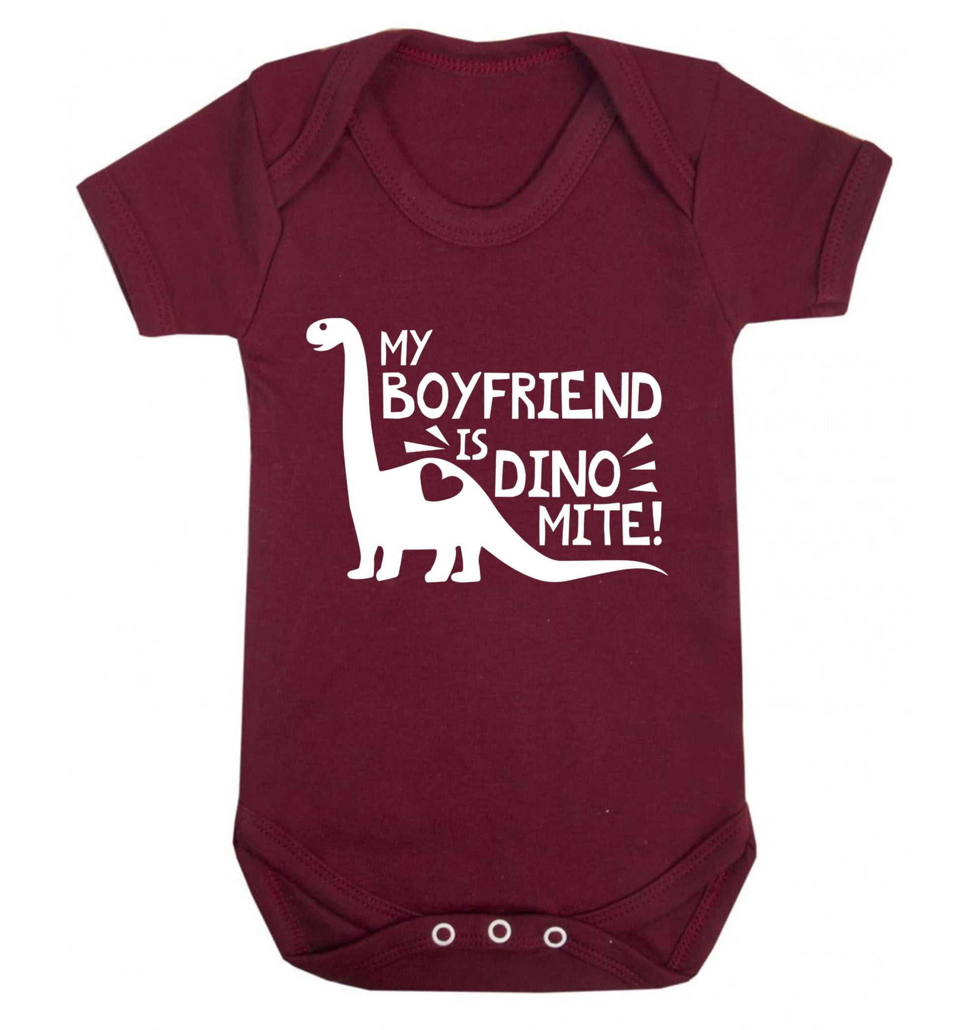 My boyfriend is dinomite! Baby Vest maroon 18-24 months