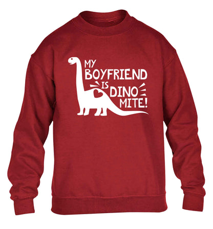 My boyfriend is dinomite! children's grey sweater 12-13 Years