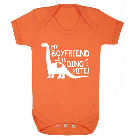 My boyfriend is dinomite! Baby Vest orange 18-24 months