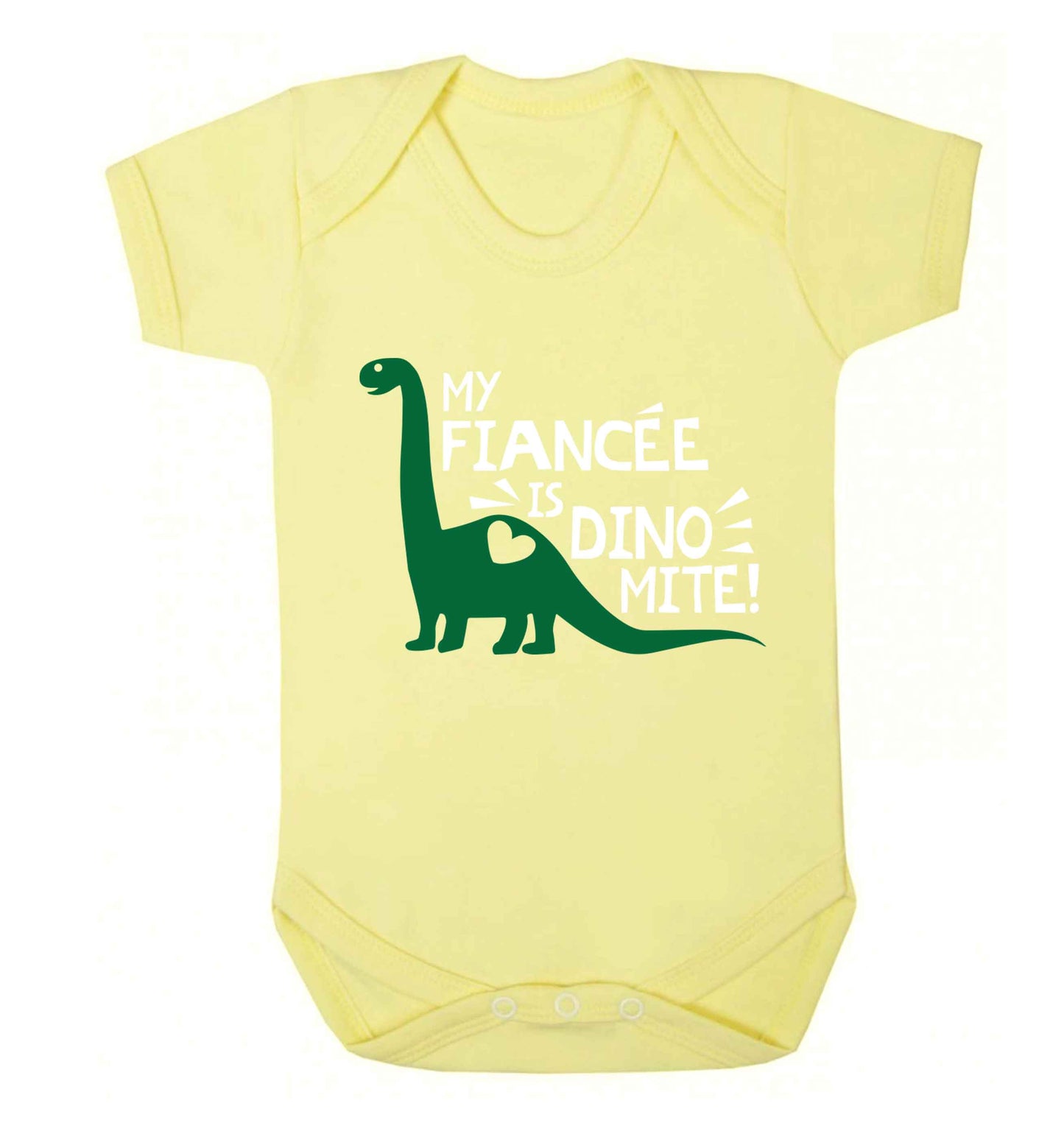 My boyfriend is dinomite! Baby Vest pale yellow 18-24 months