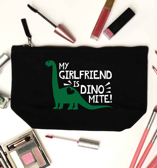 My girlfriend is dinomite! black makeup bag