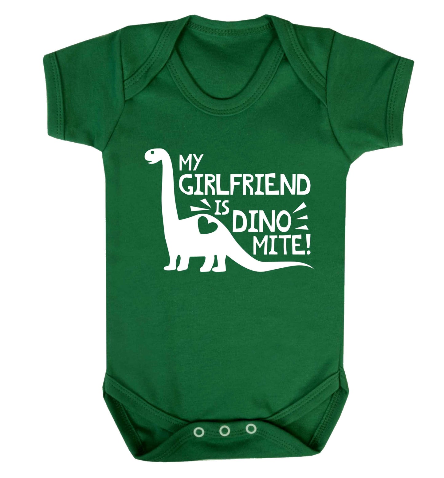 My girlfriend is dinomite! Baby Vest green 18-24 months