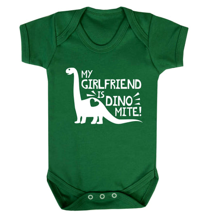 My girlfriend is dinomite! Baby Vest green 18-24 months