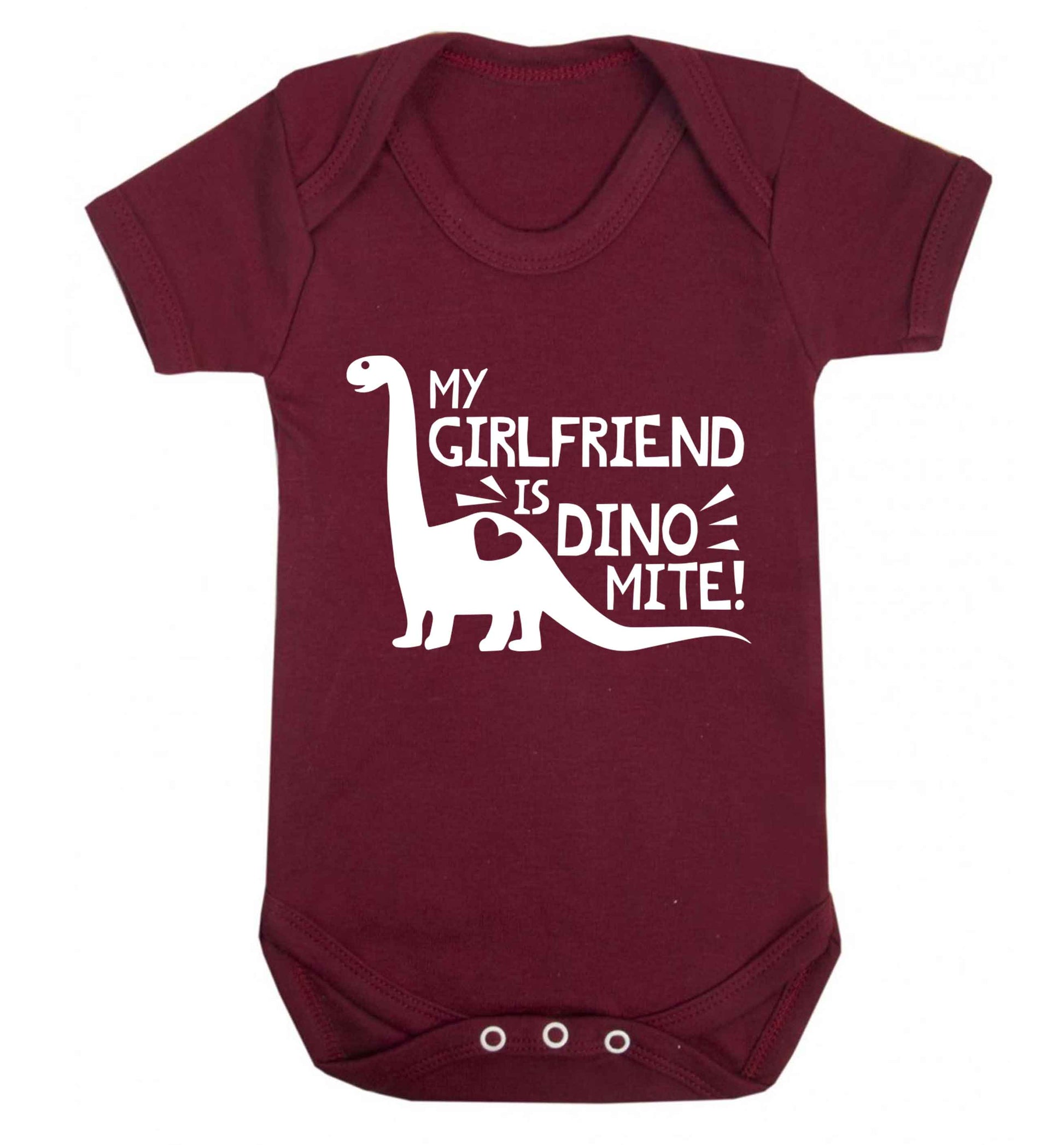 My girlfriend is dinomite! Baby Vest maroon 18-24 months
