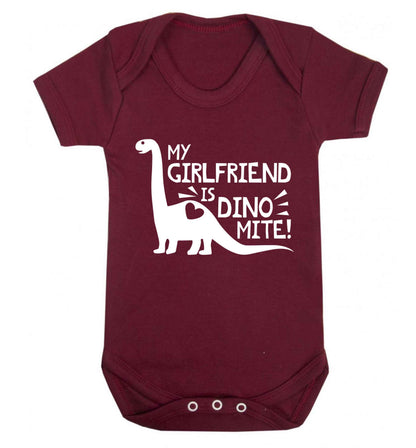 My girlfriend is dinomite! Baby Vest maroon 18-24 months