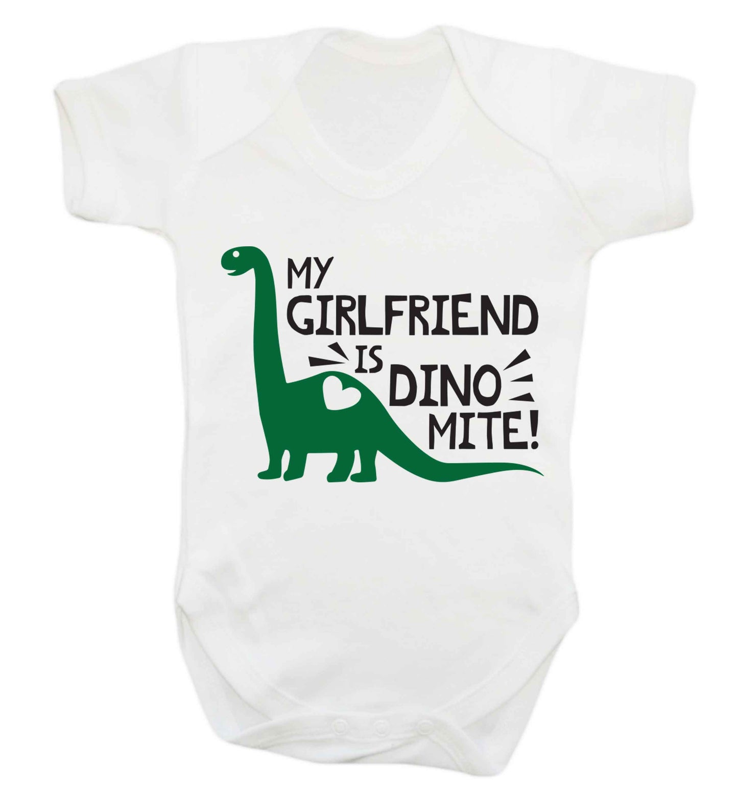 My girlfriend is dinomite! Baby Vest white 18-24 months