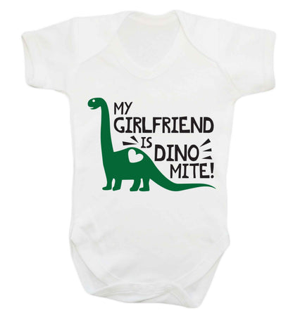 My girlfriend is dinomite! Baby Vest white 18-24 months