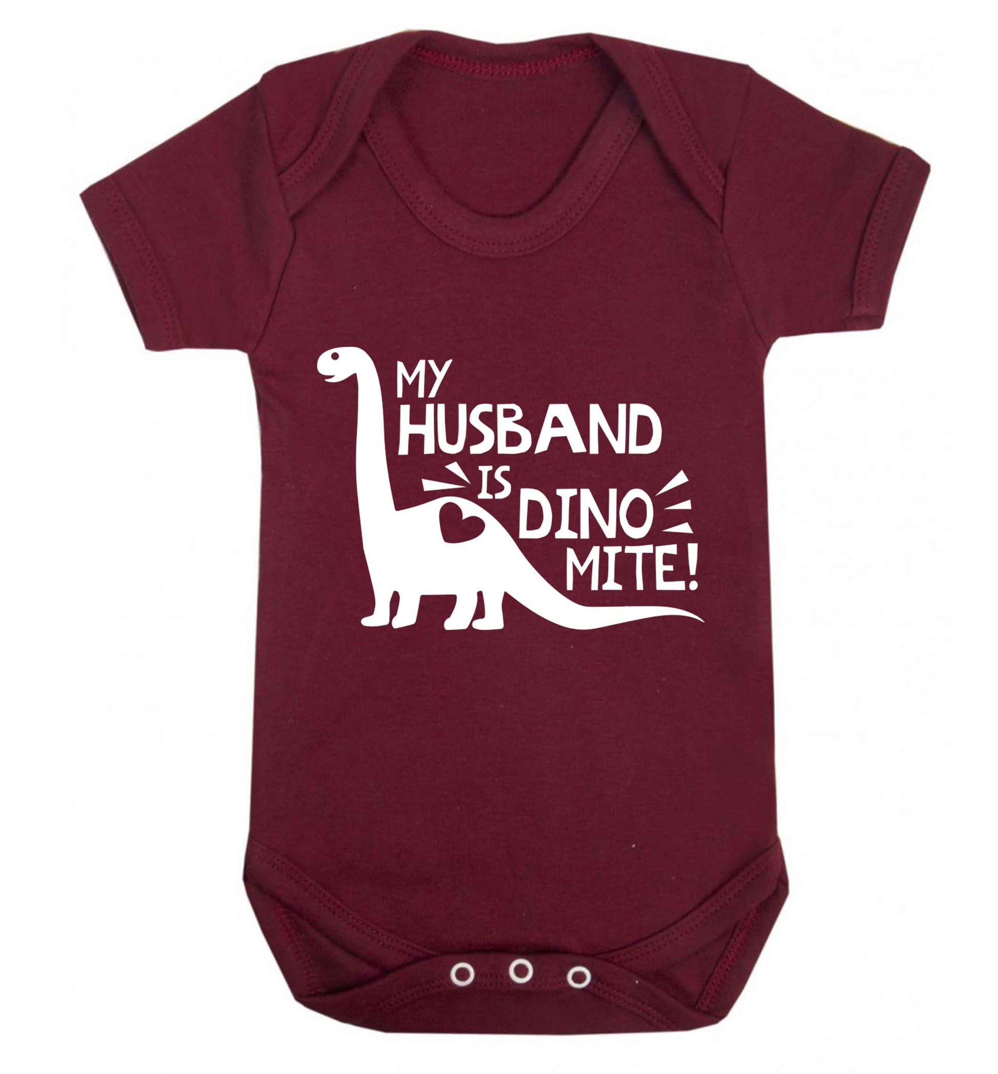 My husband is dinomite! Baby Vest maroon 18-24 months