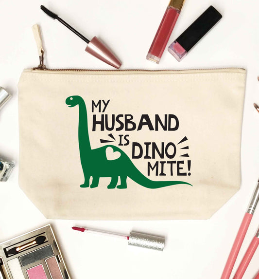 My husband is dinomite! natural makeup bag