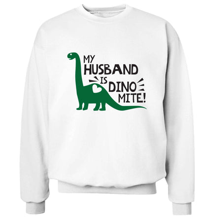 My husband is dinomite! Adult's unisex white Sweater 2XL