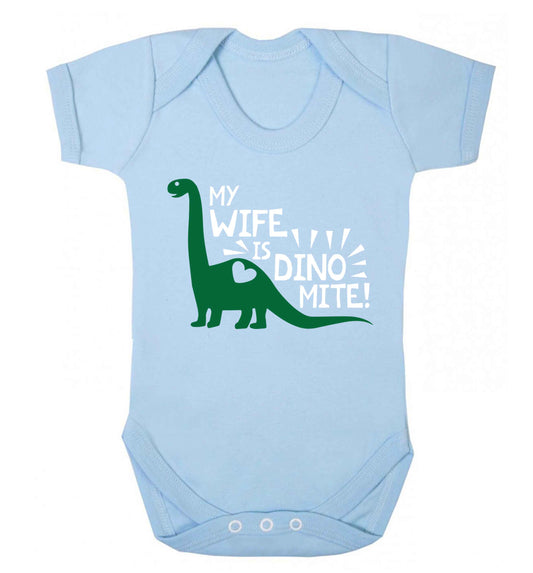 My wife is dinomite! Baby Vest pale blue 18-24 months