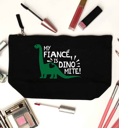 My fiance is dinomite! black makeup bag