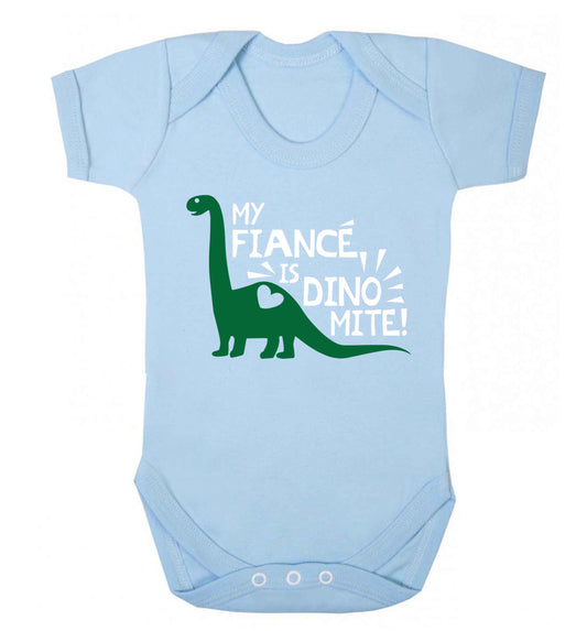 My fiance is dinomite! Baby Vest pale blue 18-24 months