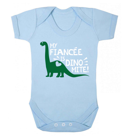 My fiancee is dinomite! Baby Vest pale blue 18-24 months