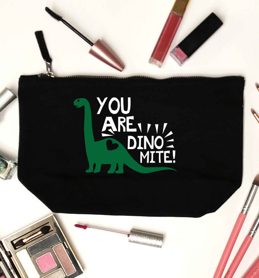 You are dinomite! black makeup bag