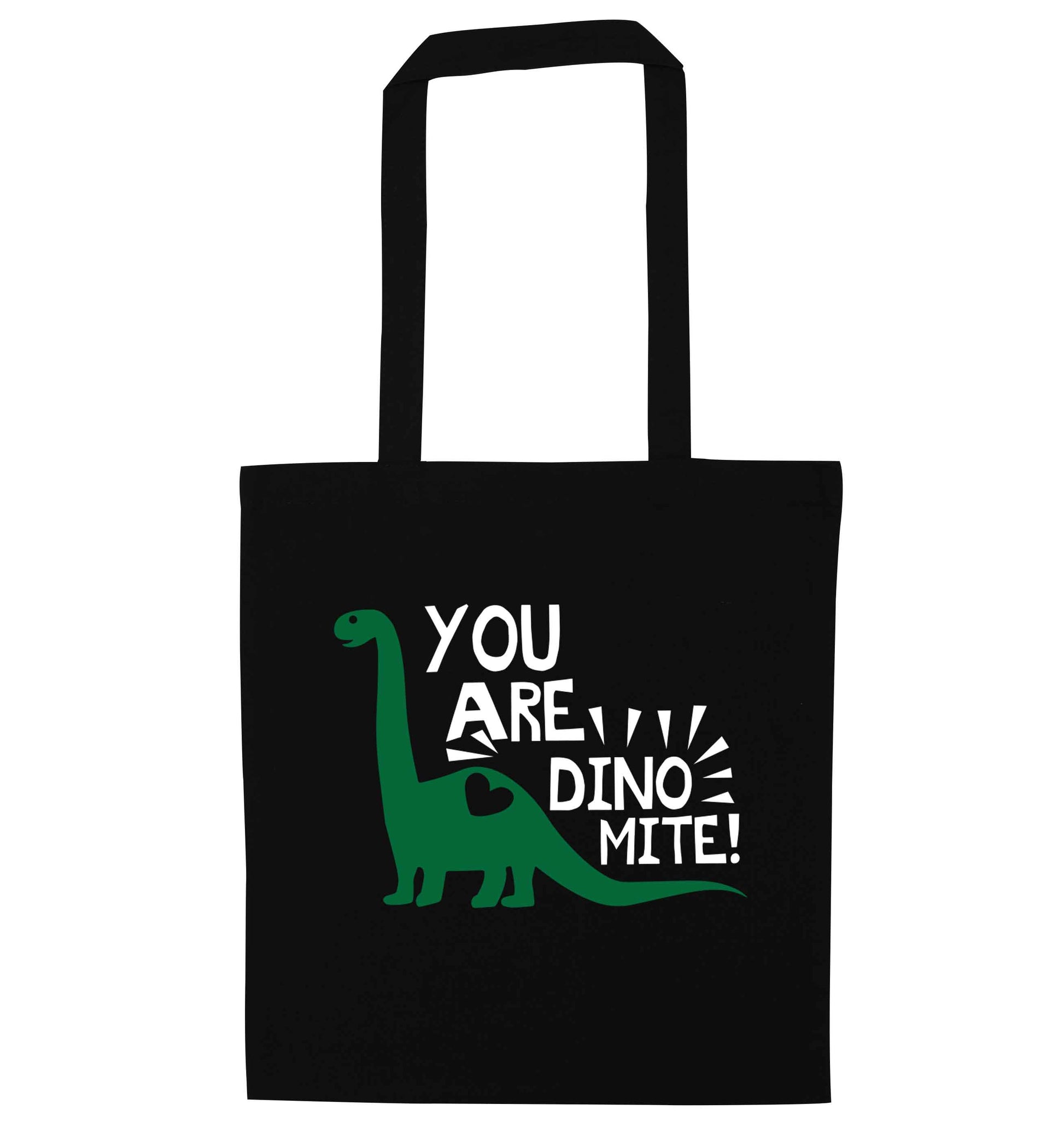 You are dinomite! black tote bag