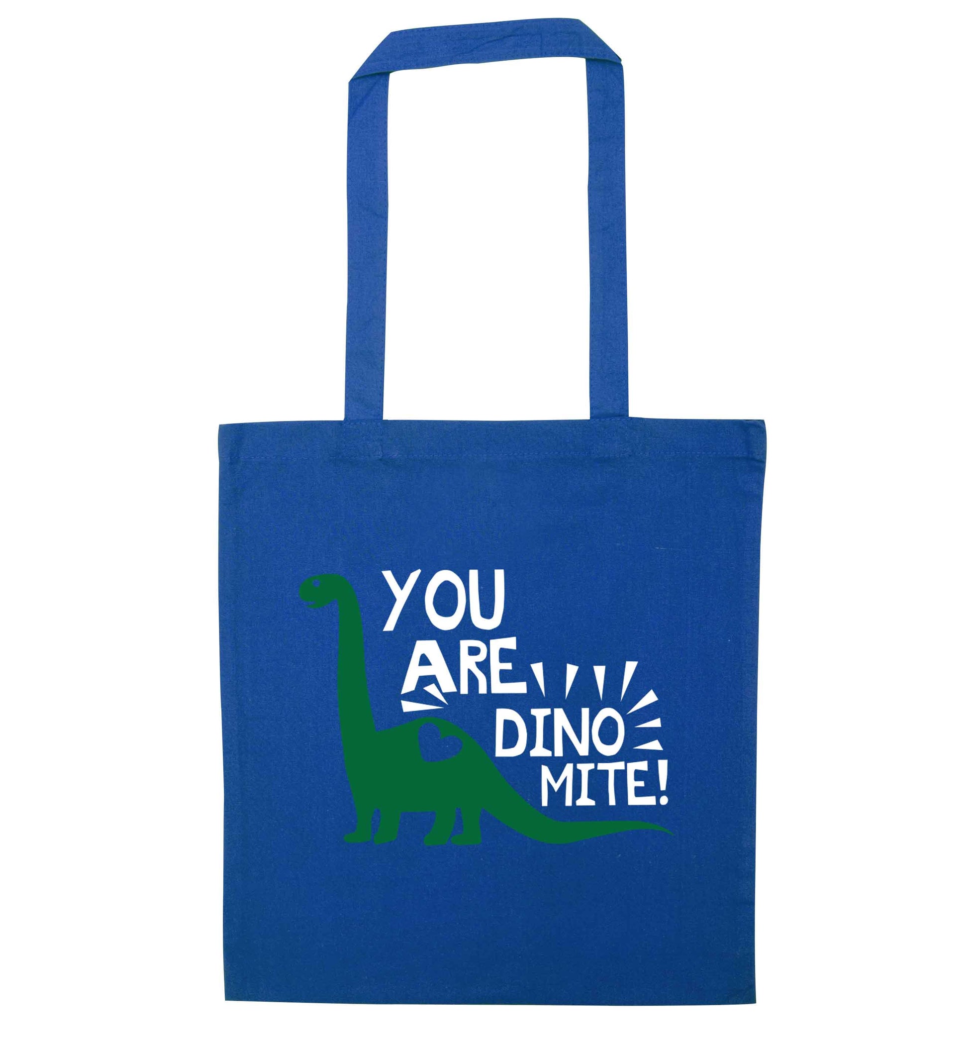 You are dinomite! blue tote bag