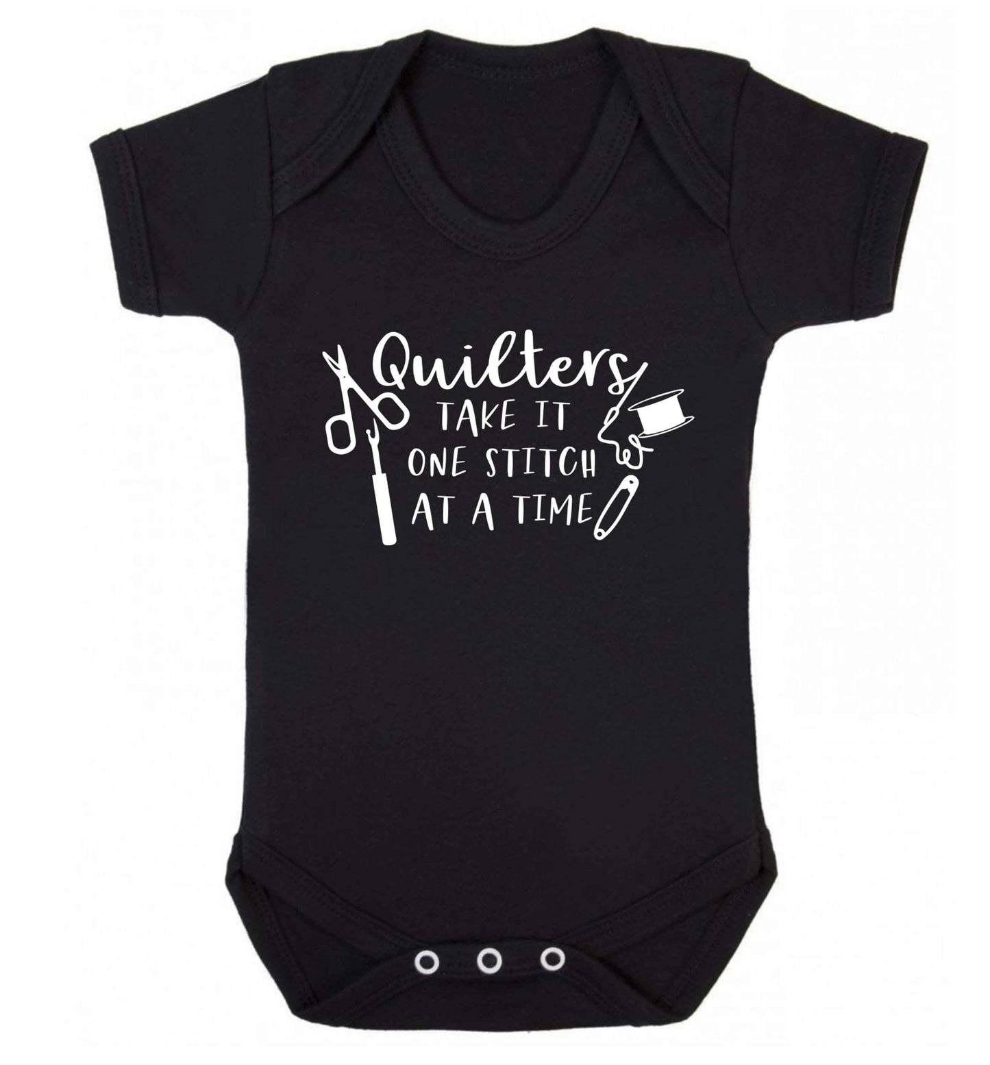 Quilters take it one stitch at a time  Baby Vest black 18-24 months
