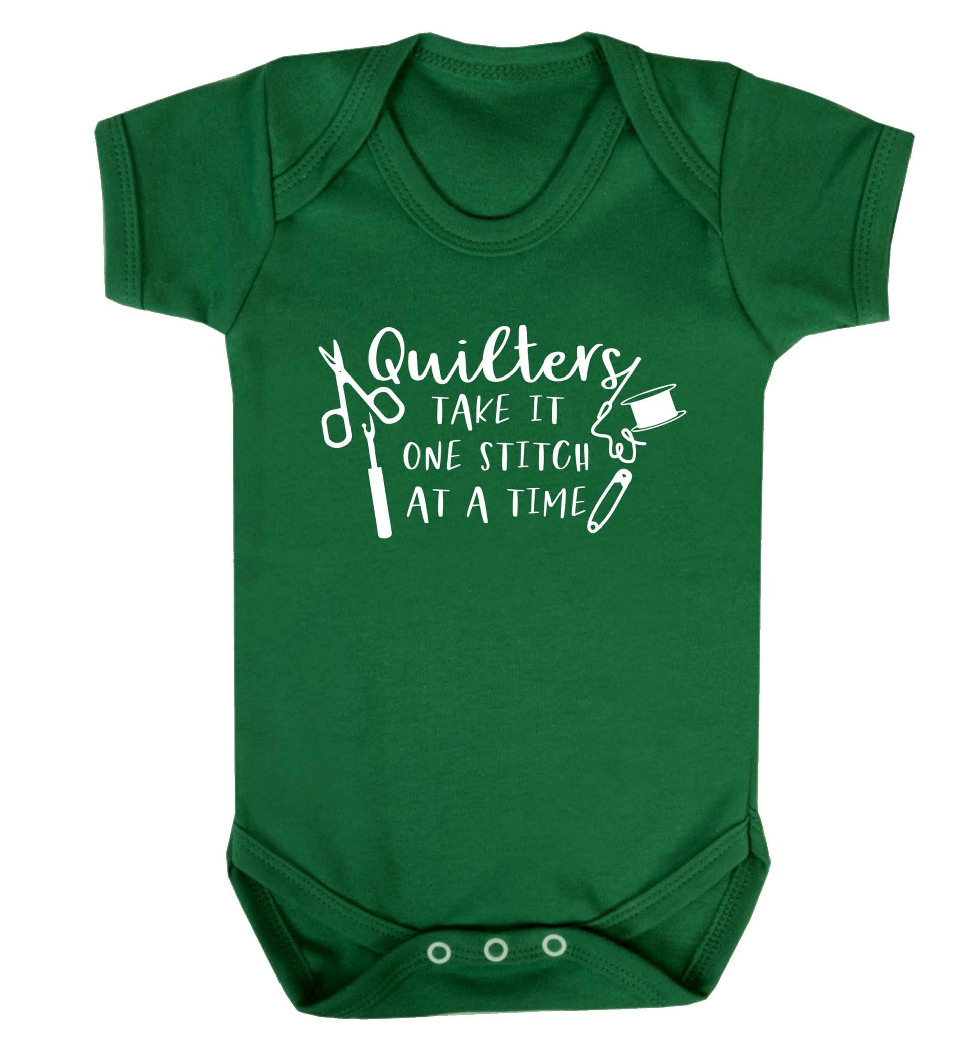 Quilters take it one stitch at a time  Baby Vest green 18-24 months