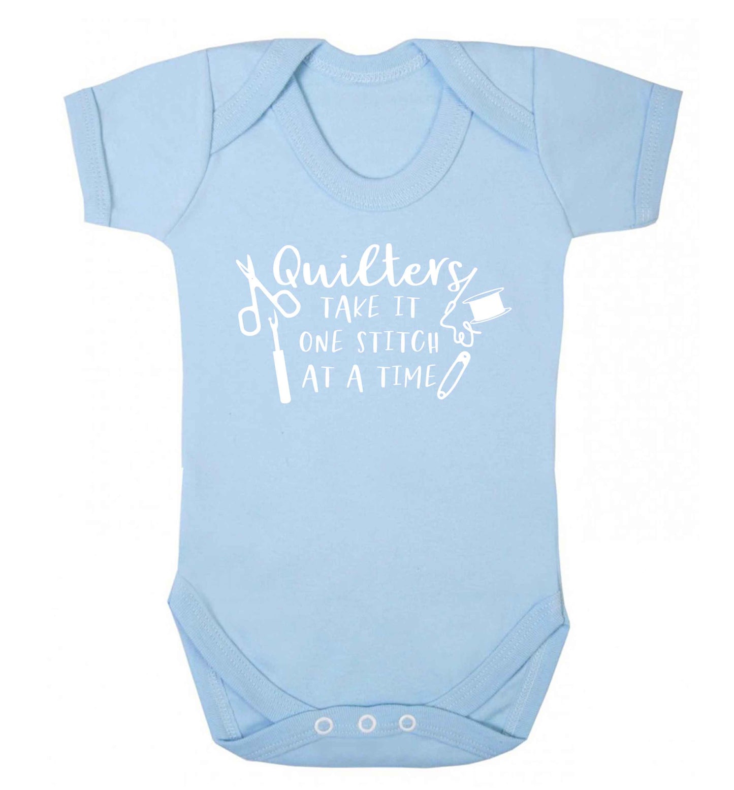 Quilters take it one stitch at a time  Baby Vest pale blue 18-24 months