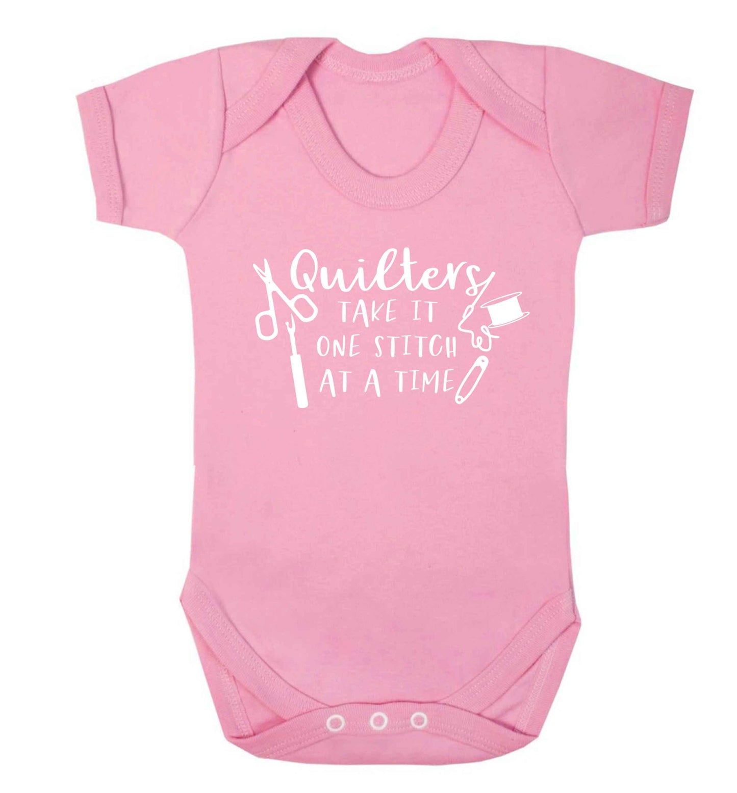 Quilters take it one stitch at a time  Baby Vest pale pink 18-24 months
