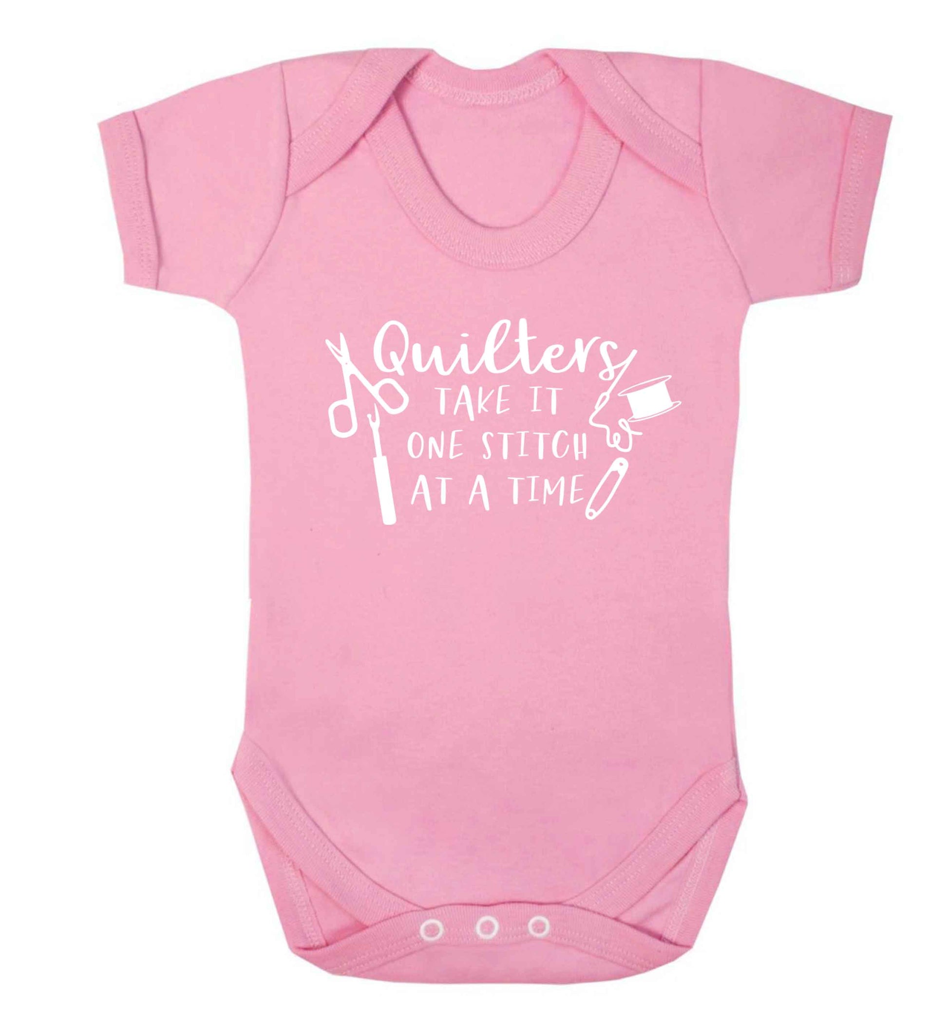 Quilters take it one stitch at a time  Baby Vest pale pink 18-24 months