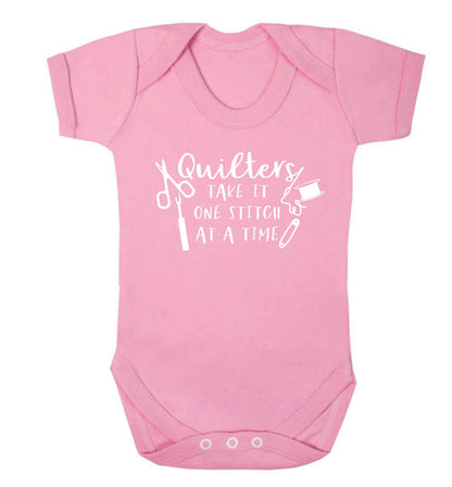 Quilters take it one stitch at a time  Baby Vest pale pink 18-24 months