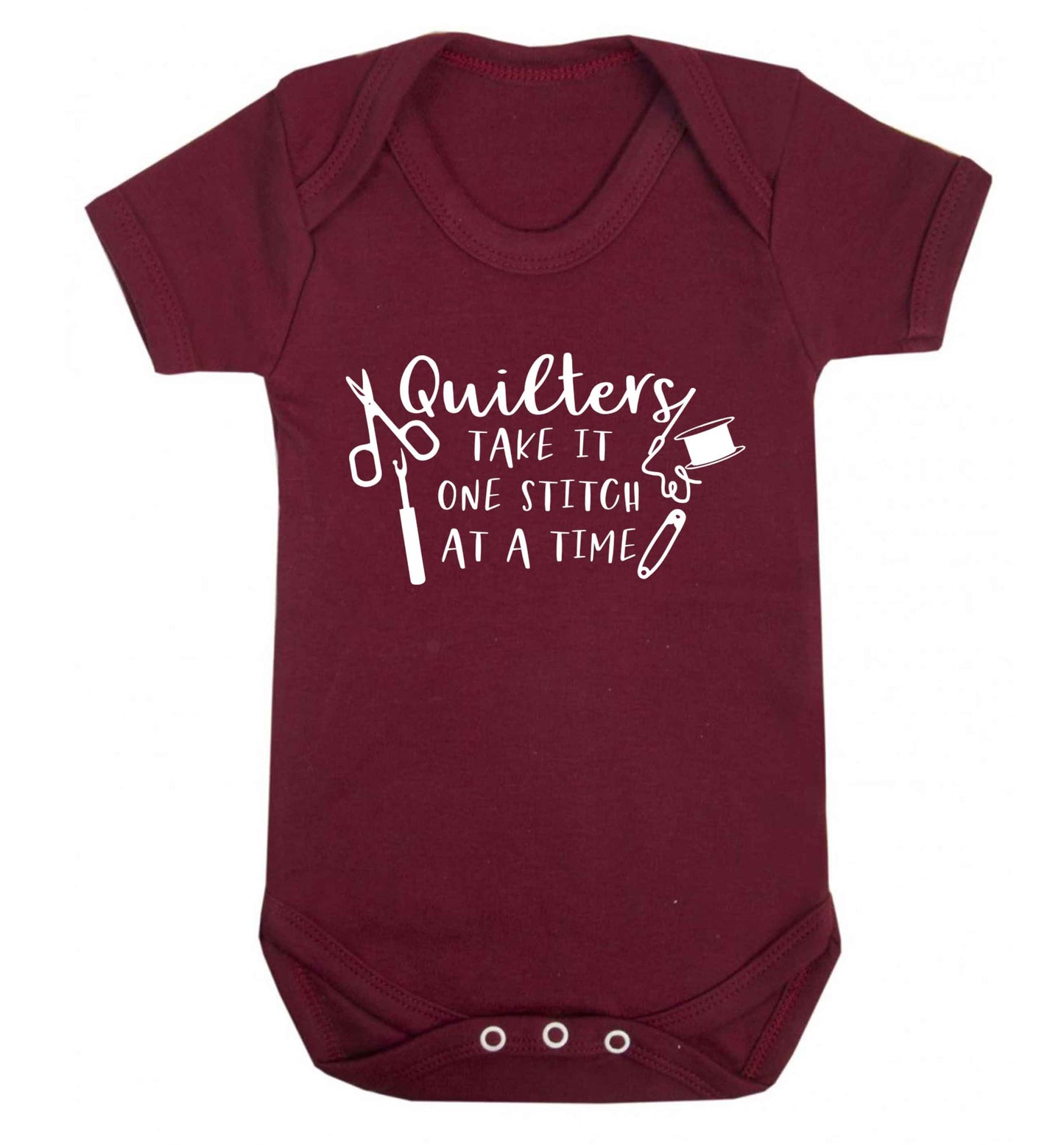 Quilters take it one stitch at a time  Baby Vest maroon 18-24 months
