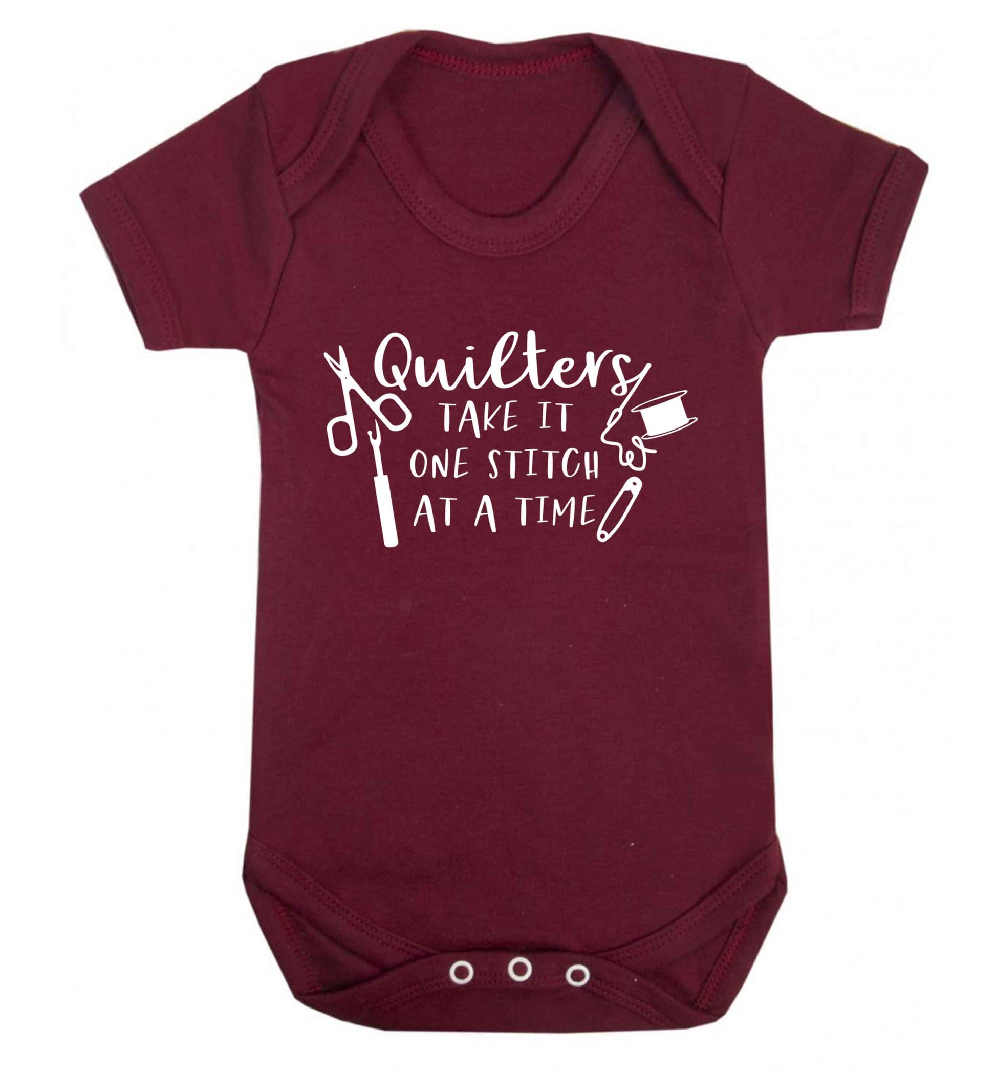 Quilters take it one stitch at a time  Baby Vest maroon 18-24 months