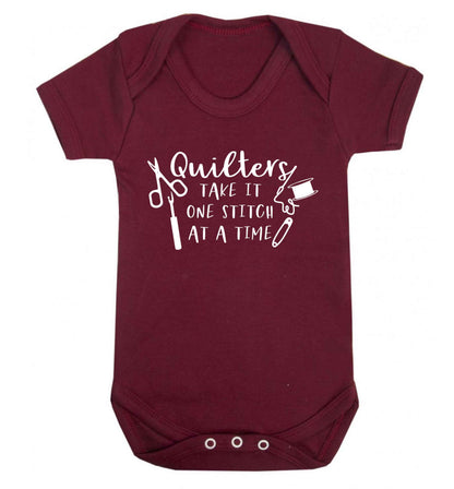 Quilters take it one stitch at a time  Baby Vest maroon 18-24 months