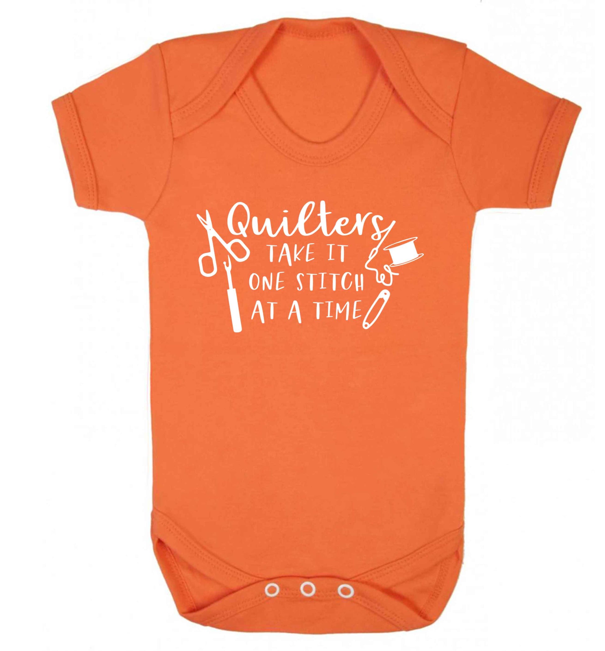 Quilters take it one stitch at a time  Baby Vest orange 18-24 months