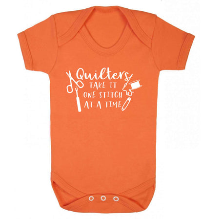 Quilters take it one stitch at a time  Baby Vest orange 18-24 months