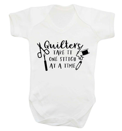 Quilters take it one stitch at a time  Baby Vest white 18-24 months