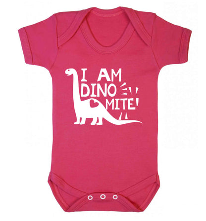 I am dinomite! Baby Vest dark pink 18-24 months