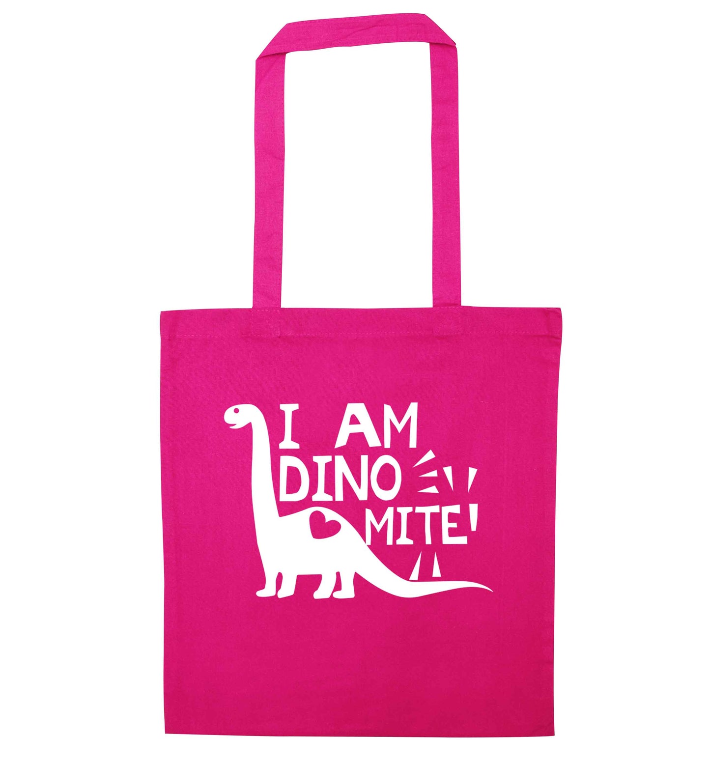 I am dinomite! pink tote bag