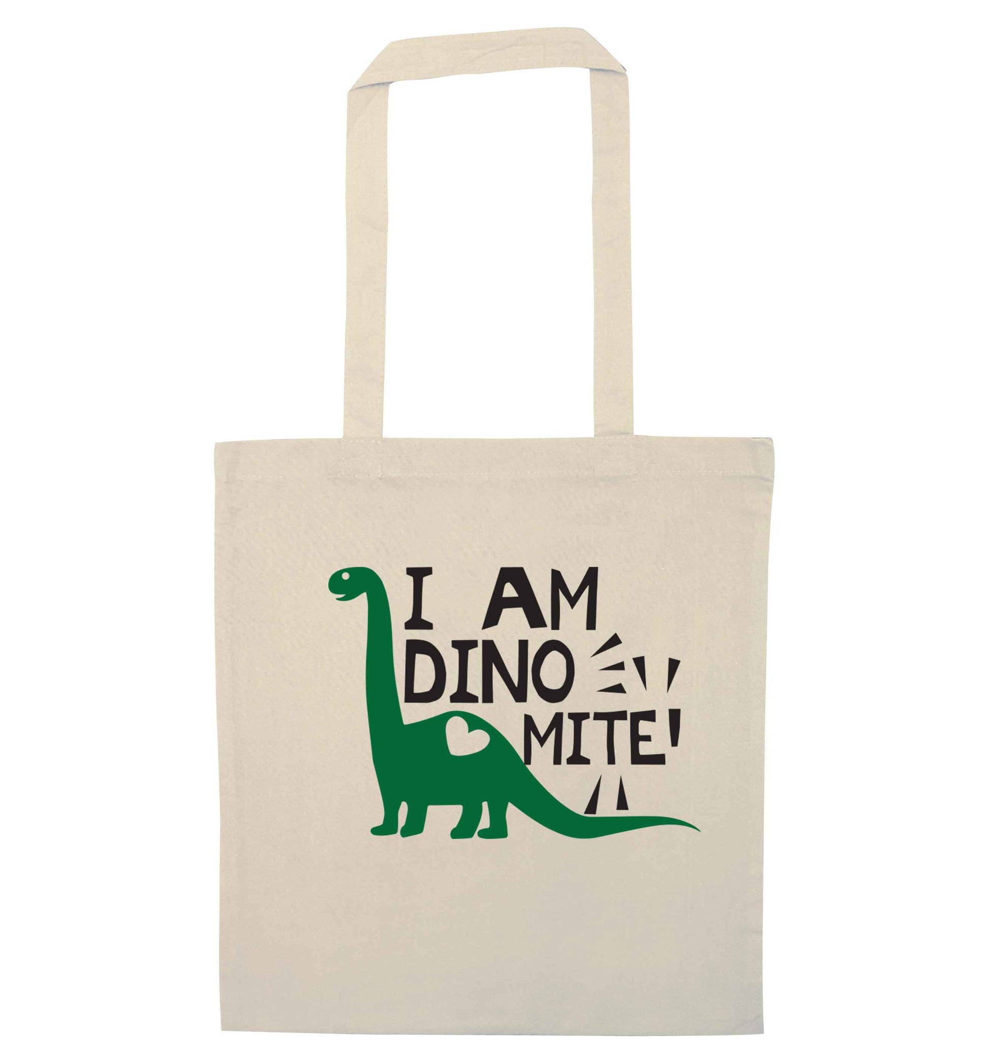 I am dinomite! natural tote bag