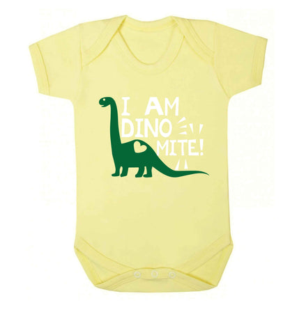 I am dinomite! Baby Vest pale yellow 18-24 months